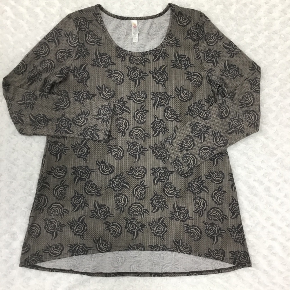 LulaRoe Simply Comfortable Rose Print Long Sleeve High Low Top L - Picture 10 of 13